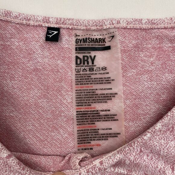 Gymshark Pink Cropped Top Long Sleeve Moisture Wick Athleisure Size Small - Picture 5 of 9